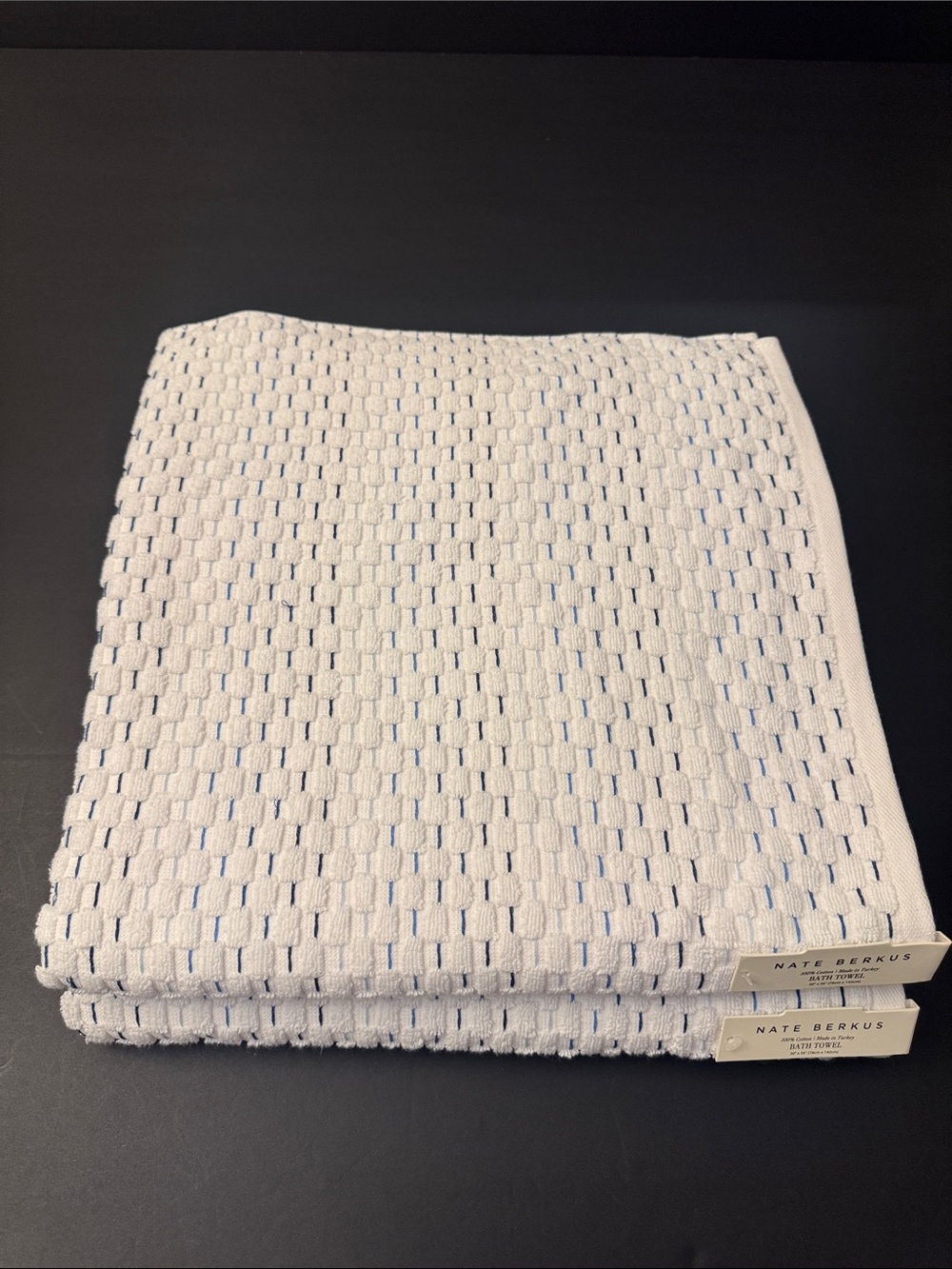 6pc NATE BERKUS 100% Cotton Plaid Bath Towel Set - Made in Turkey - Picture 2 of 12